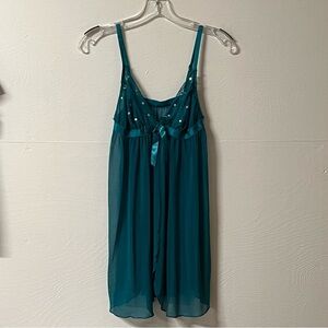 Women’s Chemise Slip Top Lingerie Babydoll Teal Sexy Fairy Feminine Size XL
